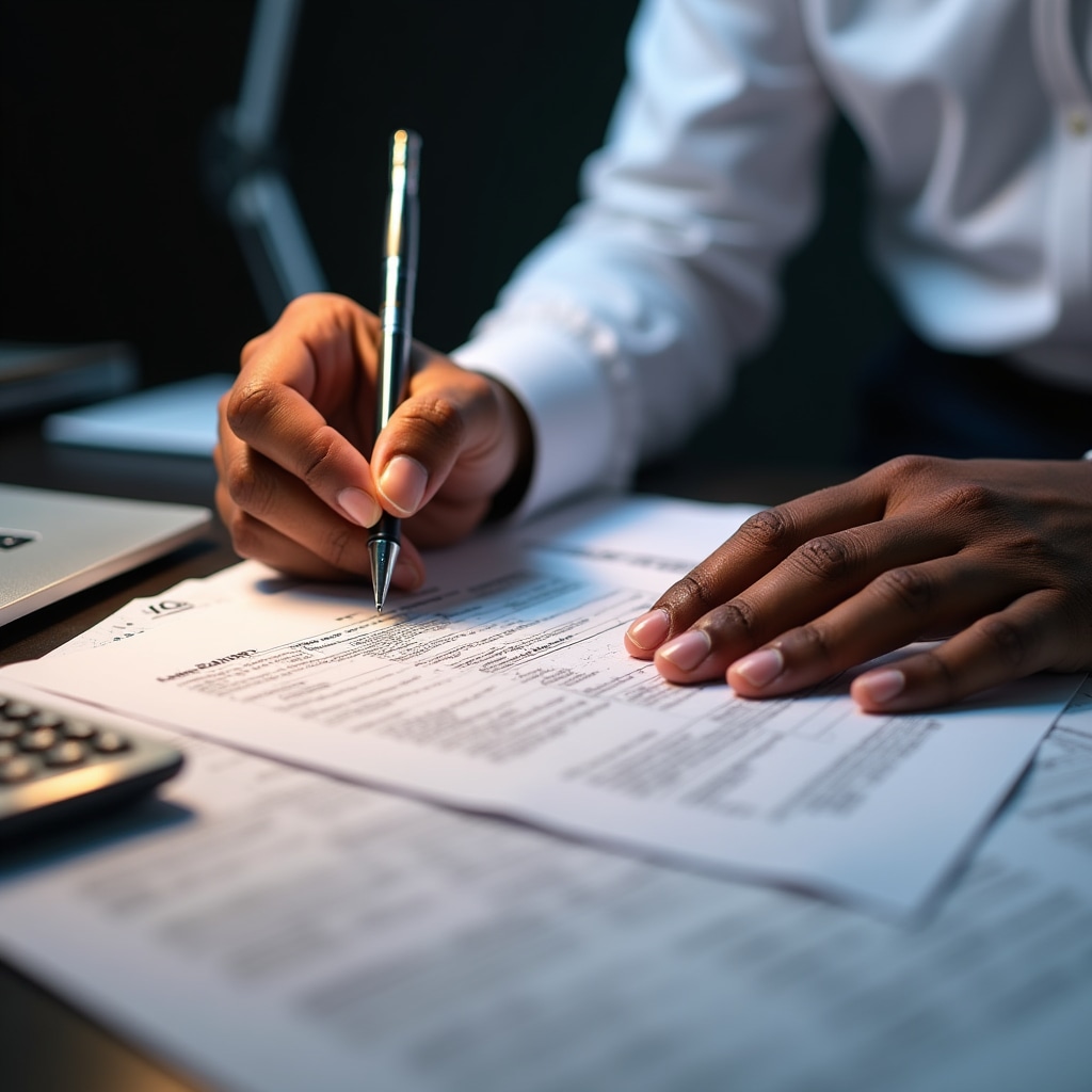 Professional preparing tax registration documents